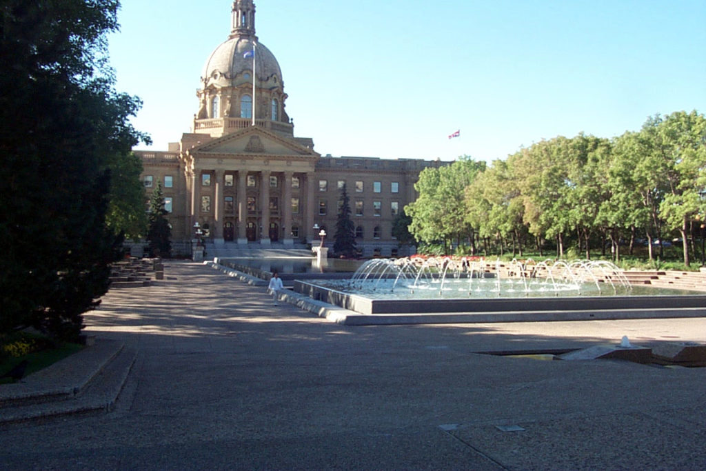 Alberta Legislature Outside with Fountains
