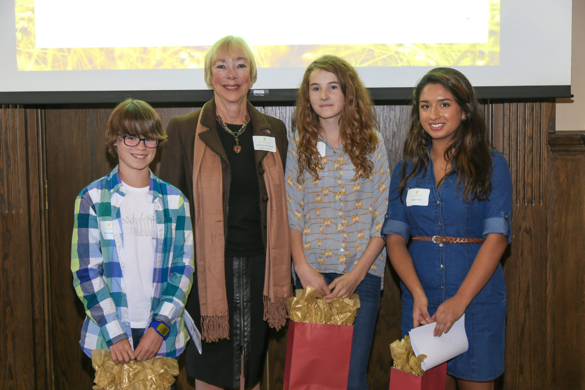 Student contest winners with Ruth Ramsden-Wood from Alberta Champions board