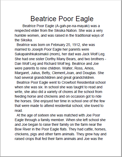 Beatrice Poor Eagle - by Denika Poor Eagle