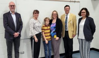 Matthew Tinsley With His Teachers At St Cecilia School And His Parents