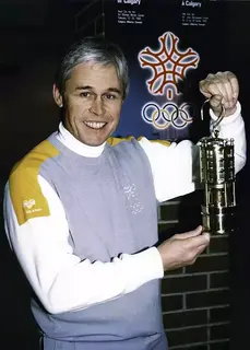 Bob Niven with Olympic Flame 1987