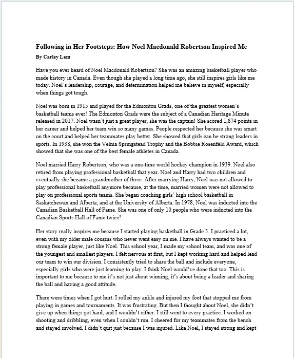 Following in Her Footsteps- How Noel Macdonald Robertson Inspired Me - by Carley Lam